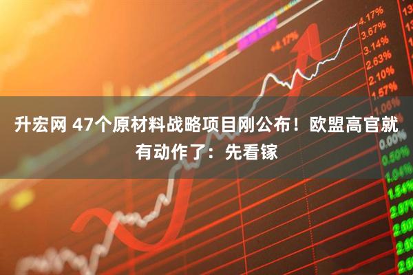 升宏网 47个原材料战略项目刚公布！欧盟高官就有动作了：先看镓