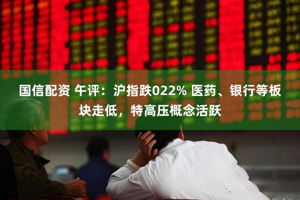 国信配资 午评：沪指跌022% 医药、银行等板块走低，特高压概念活跃