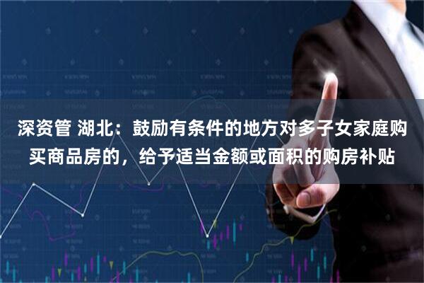 深资管 湖北：鼓励有条件的地方对多子女家庭购买商品房的，给予适当金额或面积的购房补贴